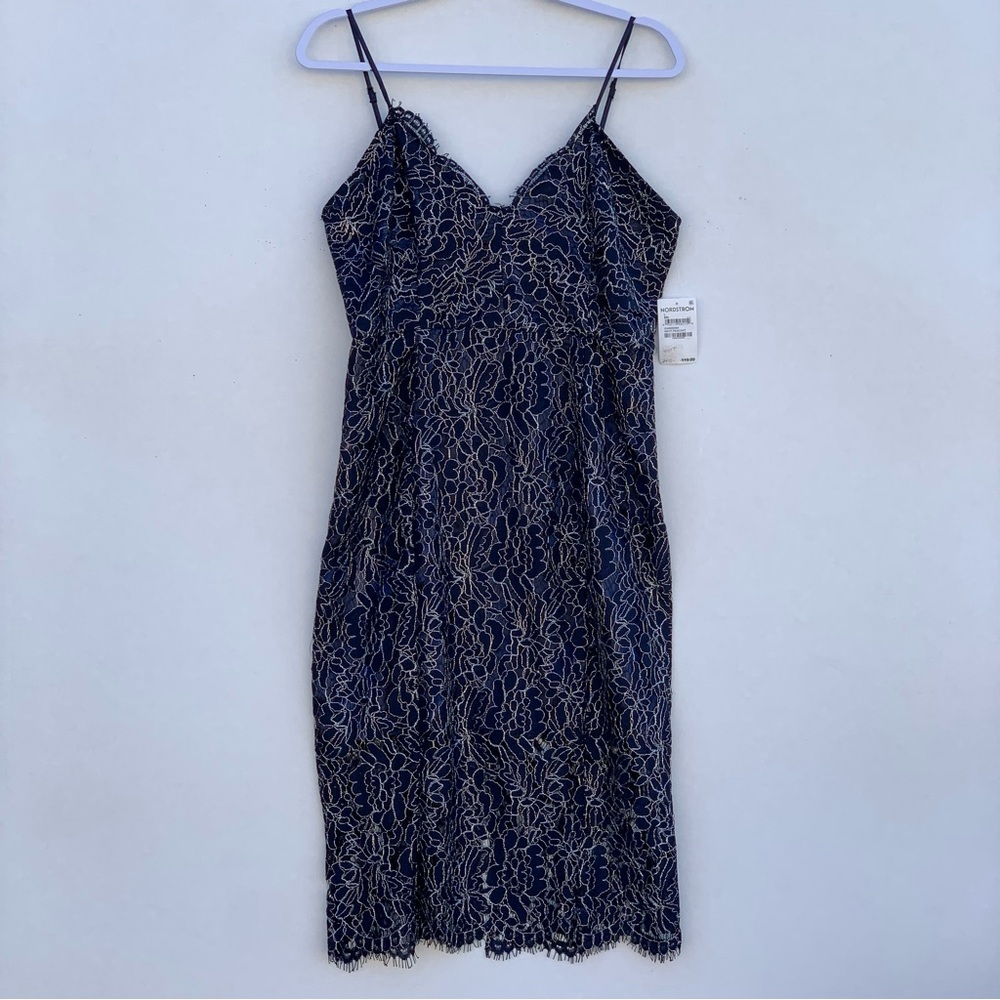 Chelsea28 Navy Peacoat  Spaghetti Strap Slip Midi Dress lace Size Large